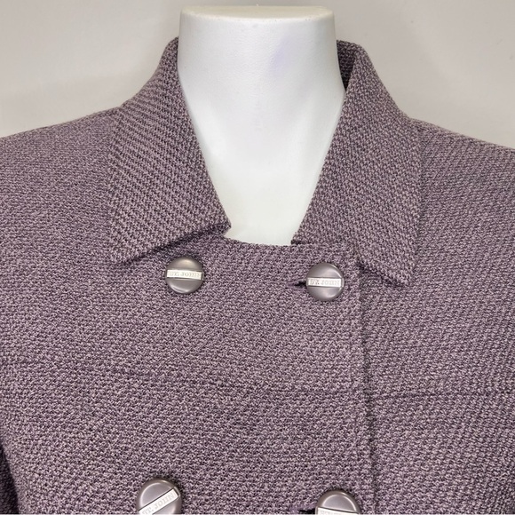 St John Collection Grey Double Breasted Wool Blazer Size 8 Classic Neutral - Picture 3 of 11